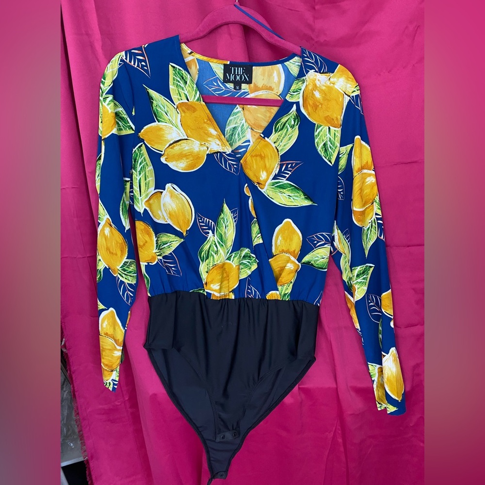 Fun Lemon Print bodysuit - Blue and Yellow limone